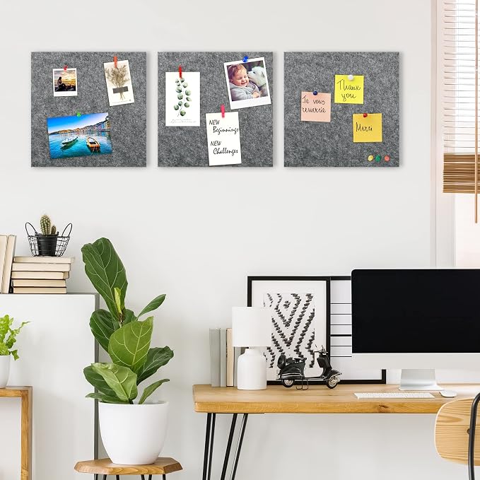 AKTOP Cork Bulletin Board 12x12, 1/2" Thick Felt Cork Board Tiles 12 Pack - Image 3