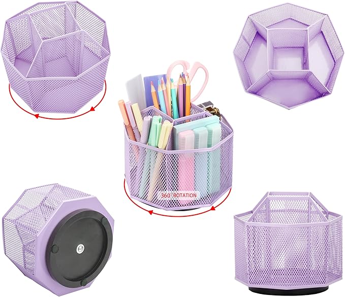 Exerz Desk Organiser/Mesh Desk Tidy Candy/Pen Holder/Multifunctional Organiser 360 Rotating-DeskLoop Office