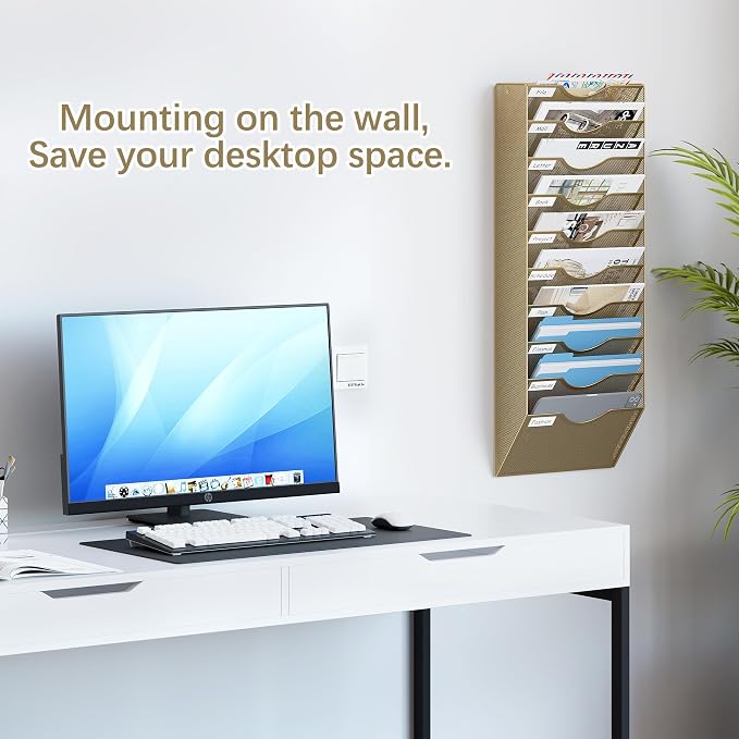 EasyPAG 10 Pocket Mesh Wall File Organizer, Hanging Paper Folder Holder - Image 2