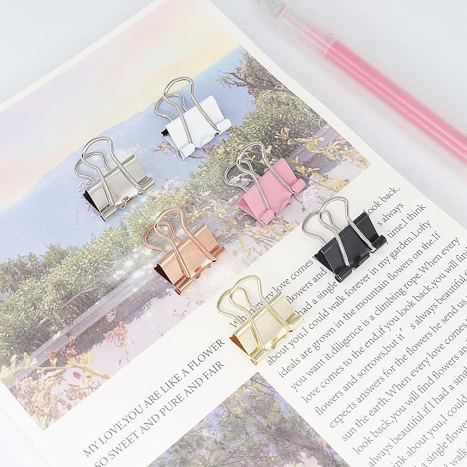 Mini Binder Clips, Paper Clip, Small Paper Clamps 15mm, 100 Pack Micro Size - Image 4