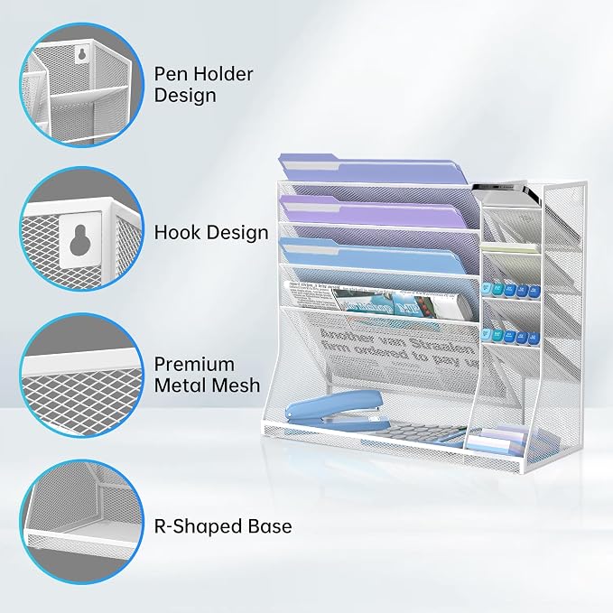 Wall File Organizer, 5-Tier Desk Organizer - Image 6
