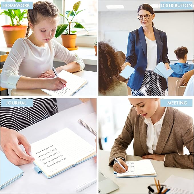 feela 6 Pack Pocket Small Notebooks Bulk, Mini Cute Memo Notepads Hardcover College Ruled Lined Journals with Pen Holder for Women Girls Office School, with 6 Black Pens, 3.5”x 5.5”, A6, Light Blue-DeskLoop Office