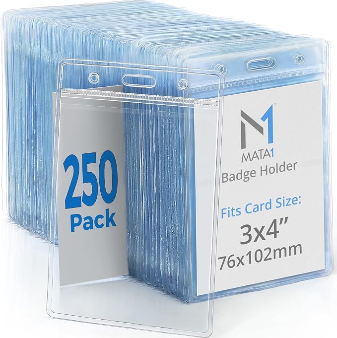 Mata1-USA Plastic Extra-Thick Vertical ID Card Holder, Large Size No Zipper by Mata1