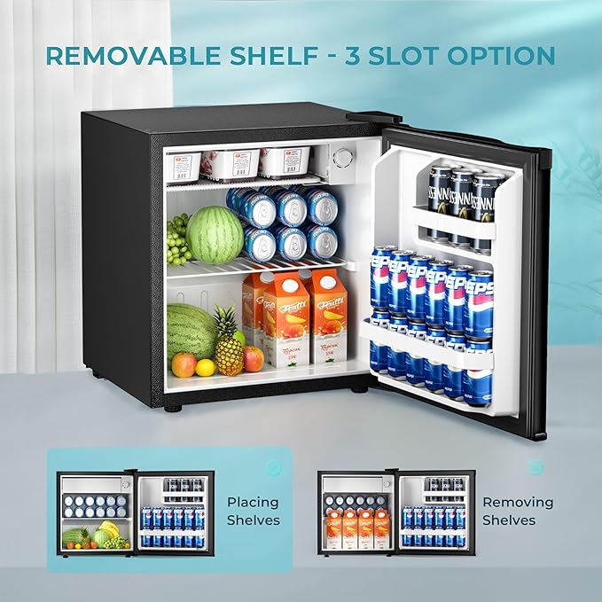 EUHOMY 1.7 Cu.Ft Mini Fridge with Freezer, Reversible Single Door Compact Refrigerator, Adjustable Thermostat, Energy Saving, Mini Fridge for Bedroom, Office, Dorm, Black-DeskLoop Office