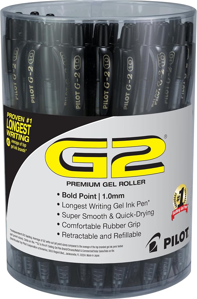 Pilot 84095 G2 Premium Retractable Gel Ink Pen, Refillable, 1.0 mm by PilotCorporationofAmerica