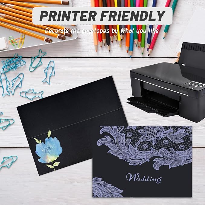 5x7 Envelopes For Invitation A7 Envelope black, 50 pack 5x7 card Envelopes Self - Image 7