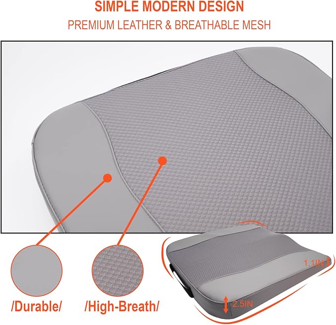 Car Seat Cushion, Comfort Memory Foam Car Cushions for Driving - Sciatica & Lower Back Pain Relief, Driver Seat Pillow for Auto, Office Chair, Wheelchair - Gray-DeskLoop Office