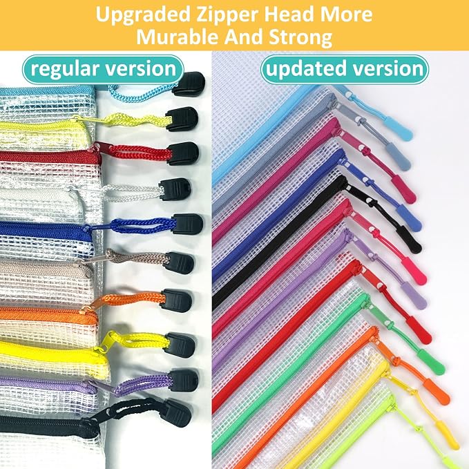 YOPCDJ 12pcs Mesh Zipper Pouch Bags, A4 Puzzle Bag - Image 4