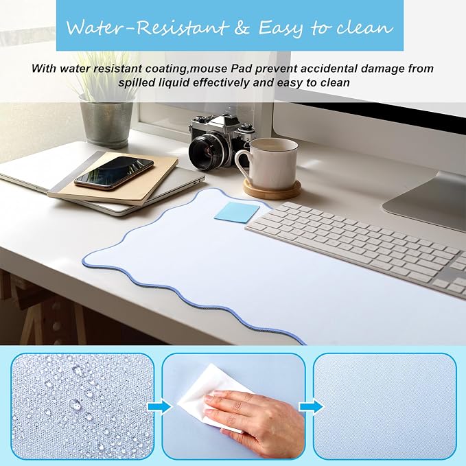 Hahafelt Scalloped Desk Mat Large Desk Pad Cute Coquette Table Mat Back to - Image 6