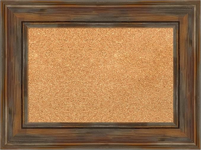Amanti Art Natural Cork Board for Wall, 18x24 Vision Board with Brown Wood Frame, Small Corkboard Office Decor for Home Organization, Country Rustic Corkboard Pinboard to Display Items for Home-DeskLoop Office