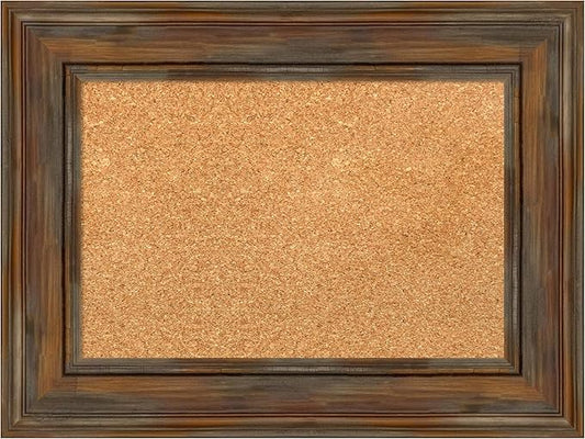 Amanti Art Natural Cork Board for Wall, 18x24 Vision Board with Brown Wood Frame, Small Corkboard Office Decor for Home Organization, Country Rustic Corkboard Pinboard to Display Items for Home-DeskLoop Office