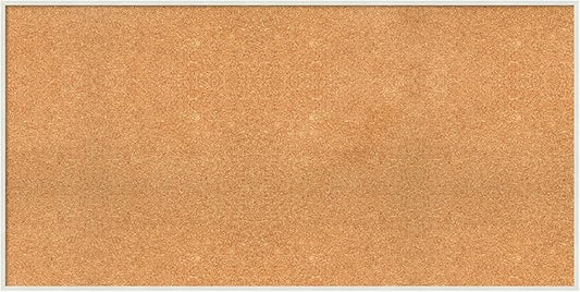 Amanti Art Natural Cork Board for Wall, 25x49 Vision Board with White Frame, Oversize Corkboard Office Decor for Home Organization, Modern Corkboard Pinboard to Display Items for Home Organization in-DeskLoop Office