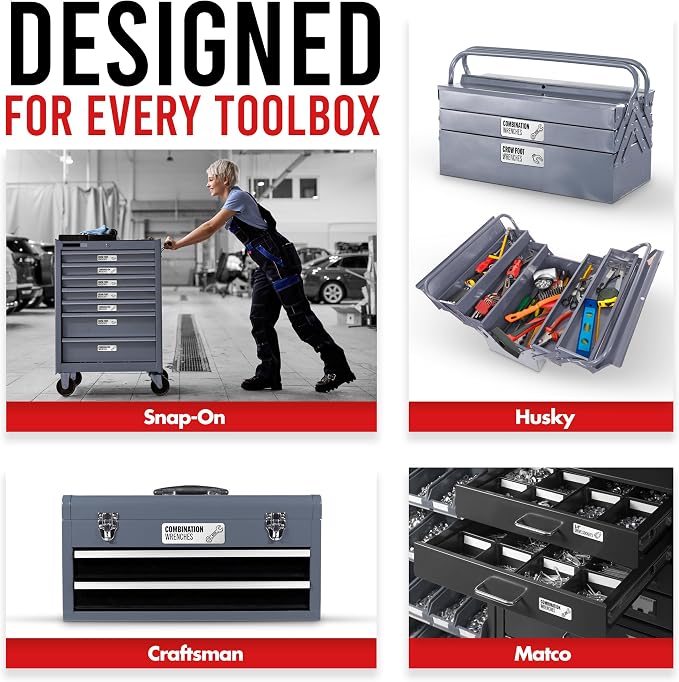 Magnetic Tool Labels for Toolbox – 80 Piece Heavy Duty Drawer & Tool Chest - Image 5