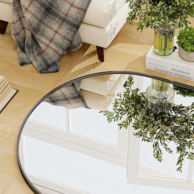 GLSLAND - 20x57 inch Arched Full Length Mirror - Floor Mirrors Aluminum Alloy Frame Full Body Dressing Mirror for Bedroom, Living Room,Gold-DeskLoop Office