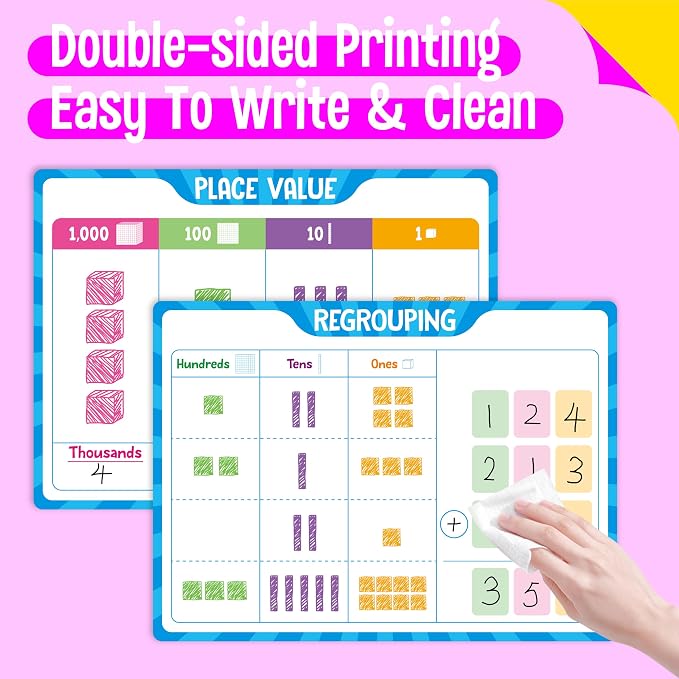 8 Packs Place Value Whiteboards, Double-Sided Dry-Erase Cards, Writable and - Image 4