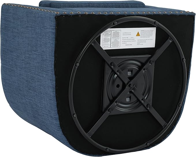 UIXE 360° Swivel Barrel Accent Chair Set of 2, Modern Upholstered Arm Chair Round Club Armchair, Nailhead Trim Single Sofa Seating in Fabric for Living Room - Blue-DeskLoop Office