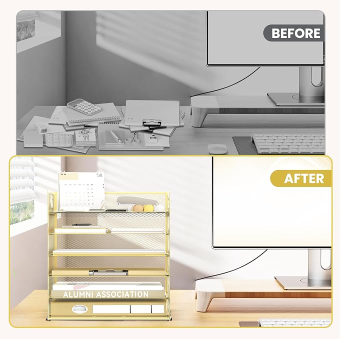Daltack 6 Tier Paper Organizer for Desk, Paper Letter Tray Organizer for Desks - Image 7