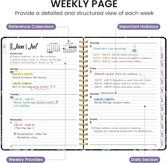 Planner 2026-2027, Academic Monthly and Weekly Calendar Planner - Image 3
