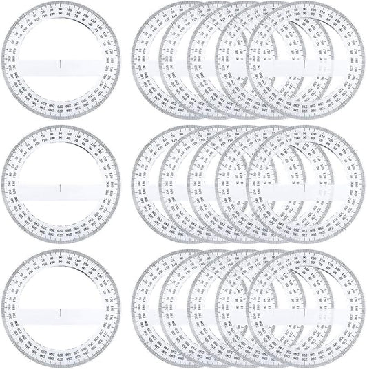 Pack of 24, 360-degree Protractor, 12.5cm Diameter, Crystal Clear by Virginia%27s+Store