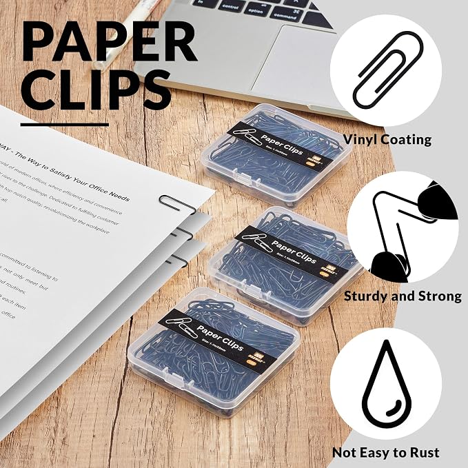 NEEWAY Small Paper Clips, 1.1 Inch Vinly Coated Colored Paperclips, 3 Pack of - Image 4