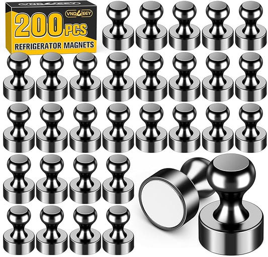 VNDUEEY 200 Pack Black Fridge Magnets, Refrigerator Magnets Whiteboard Magnets, Magnet Refrigerator, Magnetic Push Pins, Small and Strong Magnet for Home, Office, School, Locker and Map-DeskLoop Office