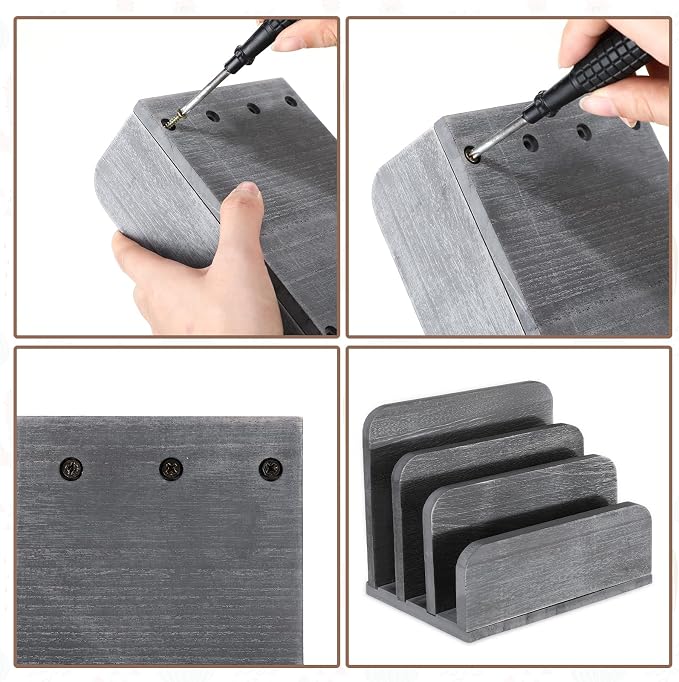 Briwooody Wooden Mail Organizer 3 Slots Mail Holder - Image 3