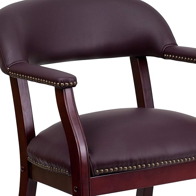 EMMA + OLIVER Burgundy LeatherSoft Conference Chair with Casters-DeskLoop Office