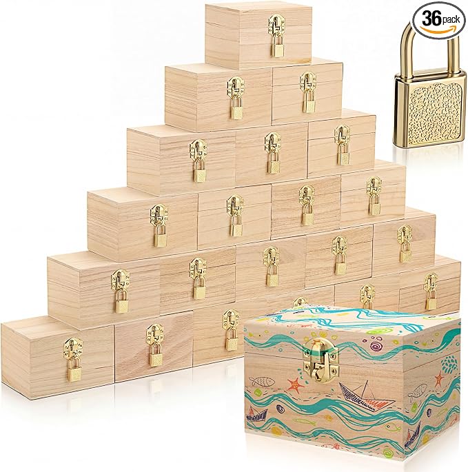 CroBlissful 36 Set 72 Pcs Unfinished Wooden Box by CroBlissful