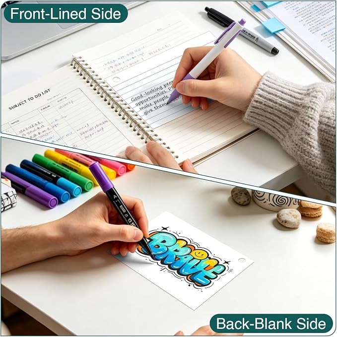 Index Cards 4x6 with Ring, 320 Sheets, Ruled White Flash Cards - Image 6