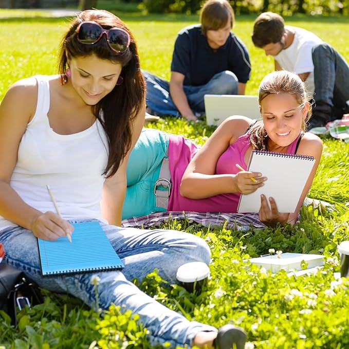 6 Pcs Legal Pad Top Spiral Bound Notebook 70 Sheets Wirebound Notepad Double Sided Ruled Memo Steno Book with Stiff Back Cover for Business(8.5 x 11 Inches,No Holes,Bright Colors)-DeskLoop Office