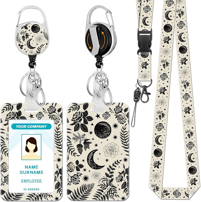 Hancynir Goth Moon Floral Lanyards by Hancynir