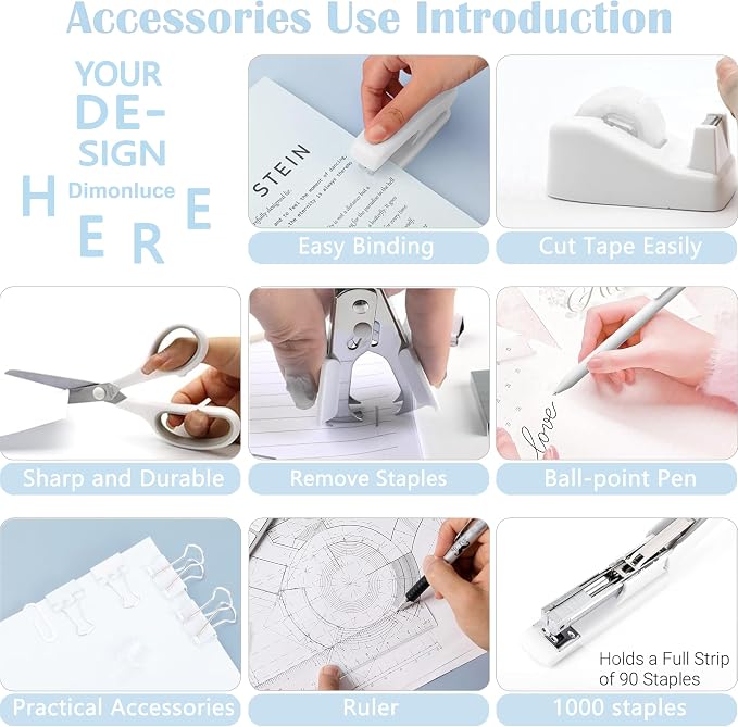 Dimonluce Office Desk Accessories, Staple Remover, 1000 Staples, Clips Set - Image 3