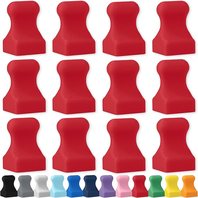 Glassboard Studio MiniPawn Magnet - Strong Neodymium Rare Earth Magnets for Fridge, Whiteboard, Locker & Magnetic Glassboards - Ideal for Crafting & Office Use - Strong Fridge Magnets (Cherry Red, 12)-DeskLoop Office