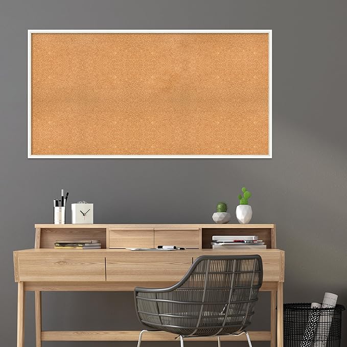Amanti Art Natural Cork Board for Wall, 31x59 Vision Board with White Frame, Oversize Corkboard Office Decor for Home Organization, Modern Corkboard Pinboard to Display Items for Home Organization in-DeskLoop Office