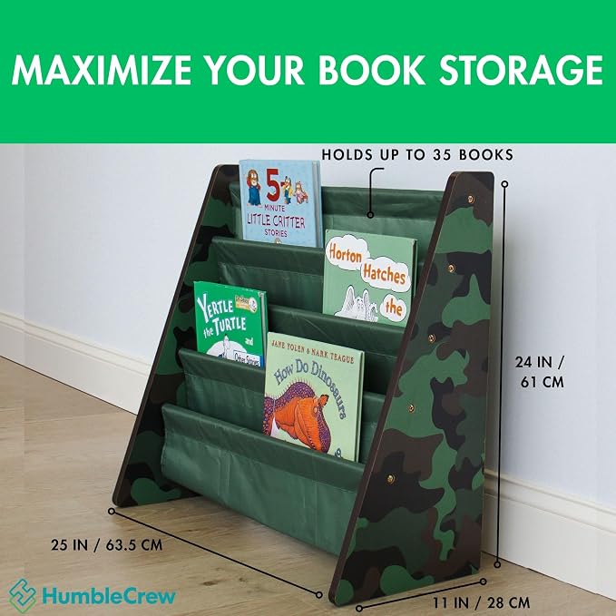 Humble Crew 4-Tier Kids Bookshelf, Camo Wood/Green - Image 2