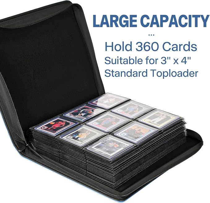 Sibonic 9 Pocket TopLoader Binder, Holds 360 3”x4” Toploader Hard Cases - Image 4