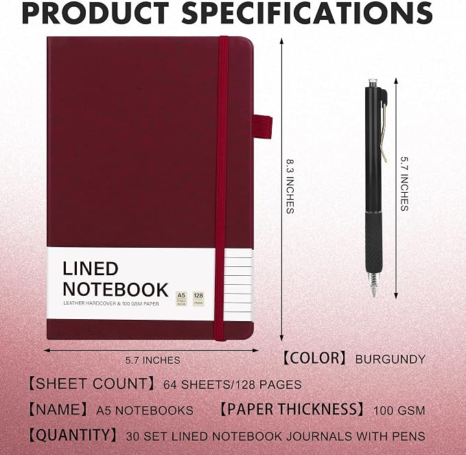 Aodaer 30 Set Lined Notebook Journals - Image 2