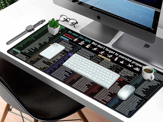 Rinaze Large Mouse Pad With Excel Shortcuts Cheat Sheet, Excel Tips Desk Mat - Image 7