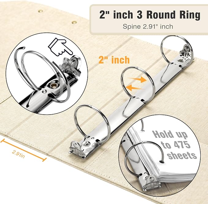 Ospelelf 2 Inch 3 Ring Binder, 5 Tab Dividers - Image 3