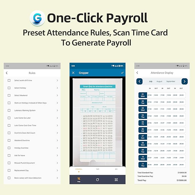 Time Clocks for Employees Small Business, Auto-Align Time Clock, 6 Punches per Day Time Machine, Clock in Machine for Employees with Time Cards, 2 Ink Ribbons and 4 Racks (White-App)-DeskLoop Office