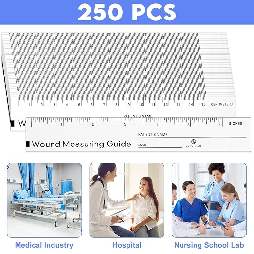 250 Pcs Wound Ruler 6 Inch Wound Measuring Tape Paper Guide Ruler Double Sided - Image 3