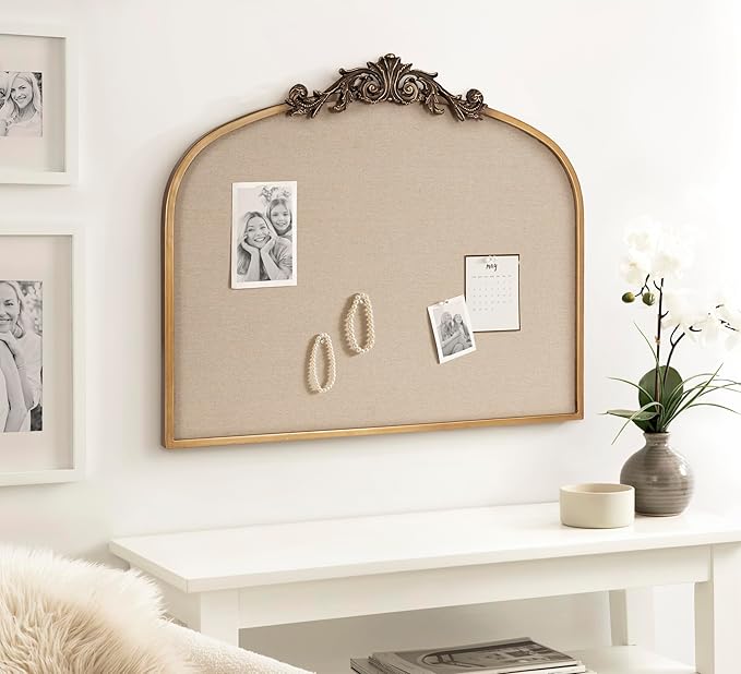 Kate and Laurel Arendahl Wide Decorative Arch Pinboard; 30 x 24; Gold; Framed - Image 4