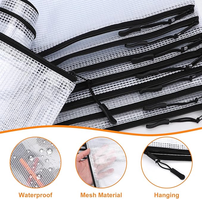20pcs Plastic Mesh Zipper Pouch Bags, A3 17x12 Inches Extra Large Zipper Bags, Reusable Zipper Pouches for Classroom Office Supplies Organizing, Puzzles & Games, Board Game Organization-DeskLoop Office