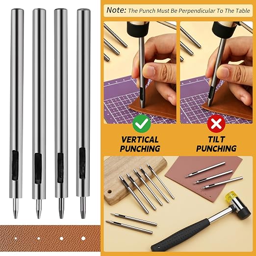 10 Pcs Leather Hole Punch Tool Set, 0.5mm-3.5mm Round Belt Hole Puncher - Image 5