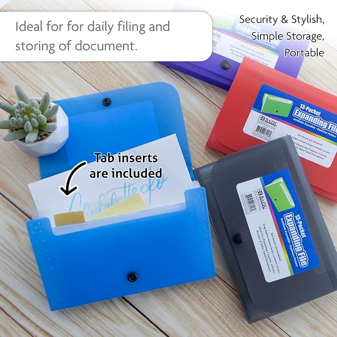 BAZIC Products 13-Pocket Poly Expanding File, Coupon/Check Size, 24-Box | - Image 3