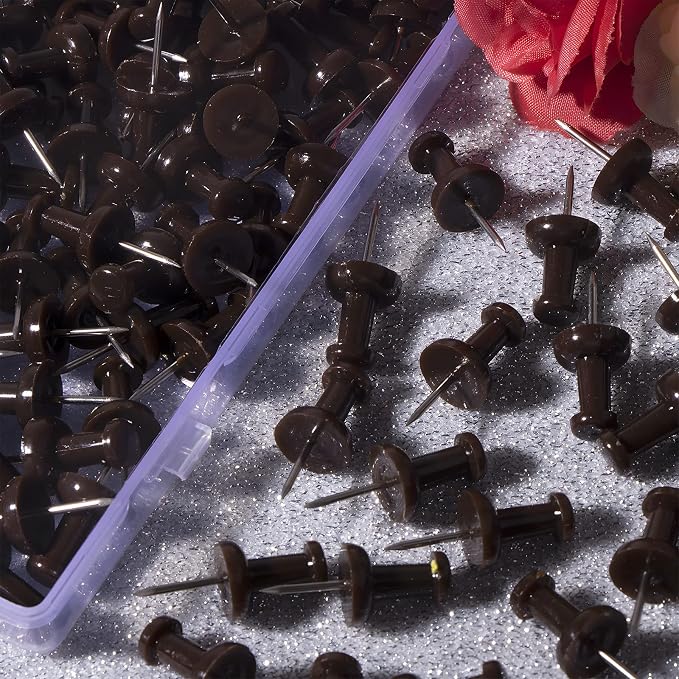VAPKER Push Pins Tacks 120Pcs Solid Chocolate Color Thumb Tacks Larger Size Pin - Image 4