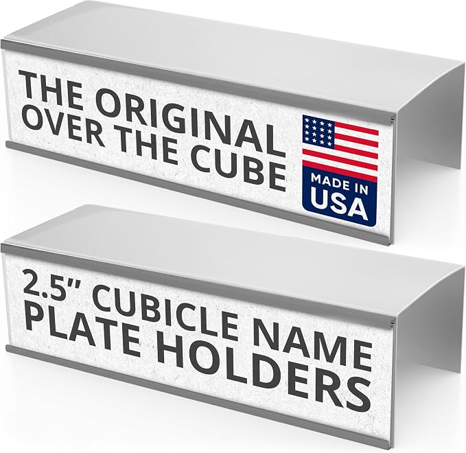 The Original Aluminum Cubicle Custom Name Plate Holder Silver | Silver base by NapTags