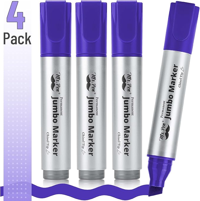 Mr. Pen- Jumbo Permanent Markers, 4 Pack, Chisel Tip, Wide Tip | Large - Image 2