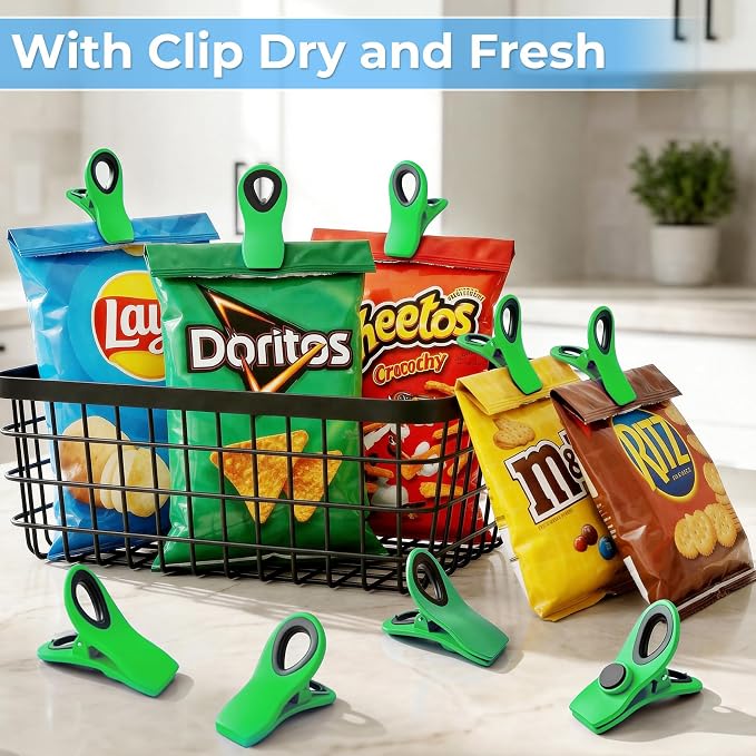 12 Pack Chip Clips, Bag Clips for Food, Magnetic Sealers for Chips and Other - Image 4