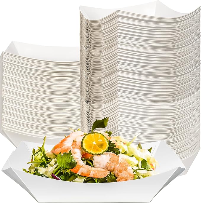 180 Pack 1/2 lb Disposable Kraft Food Paper Trays, Small Eco-Friendly Paper by MotBach